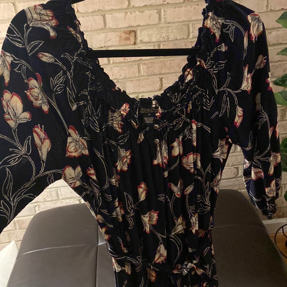 Lucky Brand Dress size M navy floral print